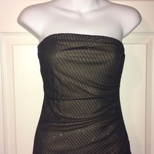 Strapless sparkly black dress